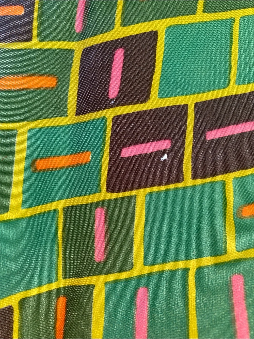 Vintage Vera Neumann Ladybug Geometric Scarf -Orange,Yellow,Pink, Brown & Green
